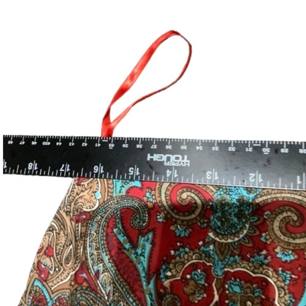 Vibrant Paisley Midi Skirt with intricate red /turquoise beading 
Sz: large - Picture 5 of 6